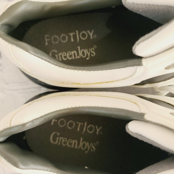 FootJoy FJ Green Joys Golf Shoes White Leather Spiked Athletic Shoes Men… - Picture 10 of 13